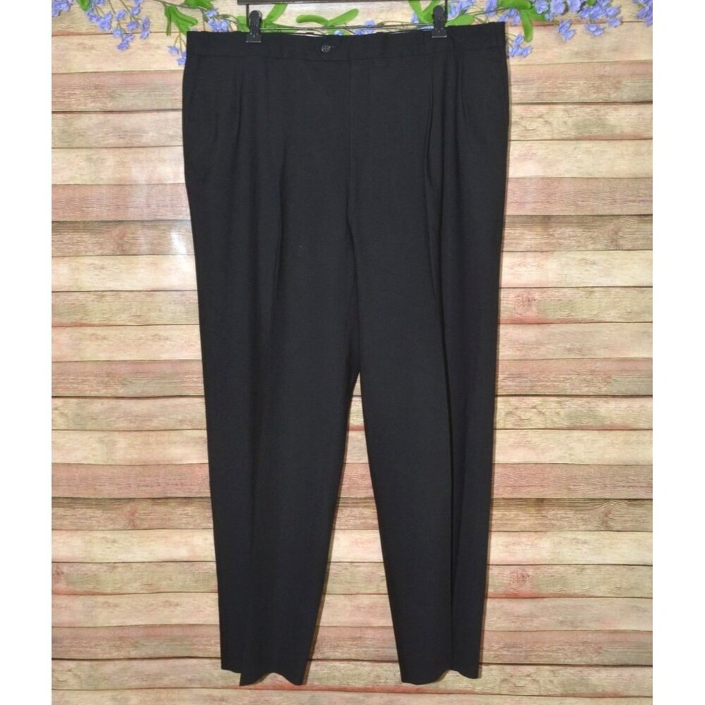Pronto Uomo Men’s Dress Pants Size 41x 31 Black 100% Worsted Wool Career Formal